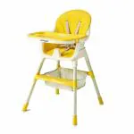BUMTUM 4in1 Convertible Folding Baby High Chair Feeding Seat With Footrest Storage Net(Yellow)