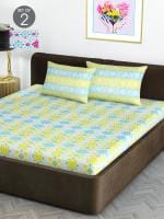 Divine Casa Cotton Sky Blue King Bedsheet With 2 Pillow Cover Pack Of 2 (270X222 cm) FU202122KB
