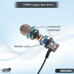 SwagMe 12mm Copper Bass IE008 in-Ear Wired Earphones with Mic (Black)