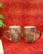 Caffeine White, Dark Grey Ceramic Coffee Mug (Set Of 2)