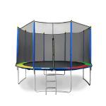 VAQUITA 8 feet (rainbow) Trampoline with Enclosure Net, Safety Pad | Stable & Quiet Exercise for Kids & Adults | Indoor/Outdoor Trampoline | Fitness & Exercise | Trampoline