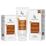 Herbs & Pure Skin Brightening Facial Kit ,Face Wash and Bleachwith 12% Niacinamide & Rice water for Anti Pigmentation and Black Head Removal,Free Magic Sheet Mask and Disposable Head Cap, Unisex ,203 Gm, Pack of 3