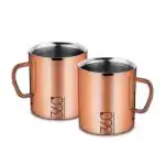 360.Love Premium Stainless Steel Copper Colour Double Wall Tea/Milk Coffee mug Pack of 2 ,150ml