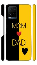 YAPZONE | Mom Dad | Designer Printed Hard Back Cover for Vivo Y33s / Y33T / Y21E Premium & Attractive Case for Your Smartphone