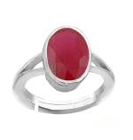 SHIVAY ASTRO GEMS Original Ruby 7.5 Carat Stone Natural Gemstone Pure Silver Adjustable Rashi Ratan Ring for Women's and Men's (Lab Certified)