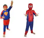 Kaku Fancy Dresses Polyester Superhero Costume Combo For Kids, Super Hero Dress With Mask For Boys - 3-4 Years (Pack Of 2),Multicolor