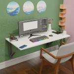 CMPAL Modern Portable White Rectangular Solid Metal Wall Mounted Study Table for Office and Living Room (23.5 x 31.5 inch)