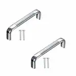 Doortain Steel Drawer Handle | Wardrobe Handle | Door Handle Oval D with Screw (8 Inch, Chrome Finish) - 2 Pcs