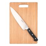 Godrej Cartini Bamboo Chopping Board and Stainless Steel Professional Chef Knife (Set of 2)