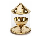 pujaNpujari Akhand Diya with Glass Cover for Pooja & Diwali Decoration (10, 13 CMS) Brass Table Diya