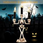 My Party Suppliers Halloween LED 3 Candles Holder Candelabra Skull Skeleton Table Candlestick Decor