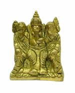 Ganesha With Riddhi Siddhi Brass Collectible Handicraft Art By KALARAMBH