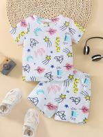 Altecia Presents Cartoon Printed Baby Summer Wear Keep Fresh Cartoon Printing Baby Clothes 2Pcs Sets Cotton Baby Boys Girls Unisex Baby Fleece/Falalen Suit Infant Clothes (2 to 3 Year)