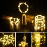AMFIN (Pack of 2) 20 LED Wine Bottle Cork Copper Wire String Lights, 2M Battery Operated, Fairy Lights Bottle DIY - Yellow