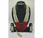 Gyaan Jewels Handmade Gold Plated Alloy Necklace, Earring and Maang Tikka Set Green (Women, Girls) (Pack of 1) Free Size