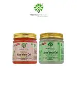 YOUNG HERBS Pure Aloe Vera Gel And Rose Aloe Vera Gel Combo | Aloe Vera Gel for Face | Aloe Vera Gel for Hair | Aloe Vera Gel for Skin - Set of 2 x (200 ml)