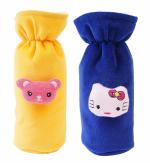 Lala Maneet Soft Plush Stretchable Baby Feeding Bottle Cover Easy to Hold Strap with Cute Animated Cartoon| Suitable for 130-250 Ml Feeding Bottle(Dark Blue-Yellow)