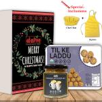 Christmas Special Gift Hamper - Til Ke Laddu (250g) + Spiced Turmeric Latte (90g) + Apron & Head Chef Cap