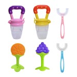 KUPEPE Baby Fruit Nibbler, Spoon feeder, Finger Brush, Baby Item ( Multicolor ) & Teether and Feeder (Orange)