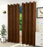 JARS Collections Set of 2 Velvet floral suede Blackout Dark brown Long Door Curtains(4x9 ft)