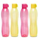 Tupperware Aquasafe Round Water Bottles 1000 Ml l Pack of 4 l Multicolor l Water Bottle