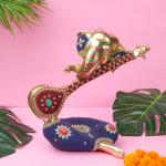 NIKSA HOMES Sitar Wale Ganesh, Ganpati, Ganesha Playing Sitar Statue, Happiness, Health & Wealth, Vinayaka Pillaiyar Murti Art for Home, Pooja Room, Temple | Brass- Multicolor