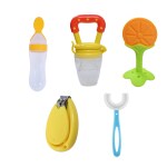 KUPEPE Baby Fruit Nibbler, Spoon feeder, Finger Brush, Baby Item ( Multicolor ) & Teether and Feeder (Yellow)
