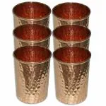 Prisha India Craft Hammered Copper Glass,250ml, set of 6