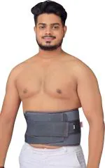 Misr Zone Cotton, Elastic Grey Lumbar Support Belt Back Pain Relief Abdominal Enhance Posture - 32 - 36 Cm