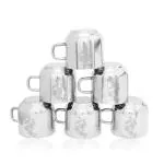 IDEAL PRIME Unbreakable Stainless Steel Double Wall Cp Set (6 Pices) 80 ml Each With Laser Print Design Steel Tea Cup Coffee Mug Tableware Pack Of 6