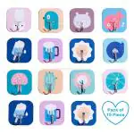 Homeleven Printed Fancy Wall Hooks for Hanging Adhesive Printed Hooks for Hanging Keys Coats Hats Bags Ceiling Home Kitchen Bathroom Accessories 1 Kg Load Capacity Sticky Hooks Pack of 15