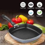 CREW4 Grey Square Aluminium Non-Stick Grilled Pan 23 cm