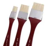 FRKB Long Handle Flat Hog Hair Paint Brush Set of 1 inch, 1.5 Inch and 2 Inch for Oil Color Painting
