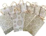 KOSY White & Gold Small (Rectangle) Paper Gift Bag for Shopping Bag, Return Gift Bag, Party Bag, Carry Bag (Pack of 10)