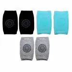 THE LITTLE LOOKERS Black, Green and Grey Anti-Slip Baby Knee Pads (6 M- 2 Y) Pack of 3