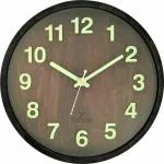 B SQUARE Dark Walnut Night Glow Wood Clock for Home Bedroom Living Room with Silent Sweep Movement Size 11 inch