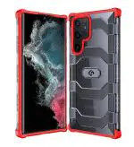 Golden Sand [Explorer Series] Samsung Galaxy S22 Ultra 5G Back Cover Shockproof Semi-Transparent Rugged Military Grade Phone Case, Certified Drop Protection, Tangy Red