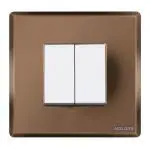 Kolors 8 Module (Sq) Glass Cover Plate, Premium Modular Switch Plate & Inner plate (Frosty Copper) [Kredo] [These modular plates are only compatible with KREST & KLASSIC Switches]