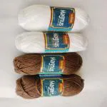 vardhman knitting yarn magnus yarn (Pack of 4 balls - each ball -100 gm, total 400 gm) 2 BROWN & 2 WHITE colour