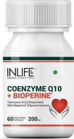 Inlife Coenzyme Q10 CoQ10 200mg with Bioperine (Piperine) 8mg Supplement - 60 Veg Caps (60 No)