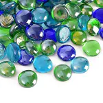 VANNEF Decorative Super Shiny Glossy Glass Pebbles Stone (Aqua, Green & Blue, 3950gm)