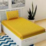 UniqChoice 100% Cotton Yellow Color Jaipuri Single bedsheet With 1 Pillow Cover,1+1_Single_Lahariya_Yellow