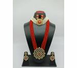 Gyaan Jewels Handmade Gold Plated Brass Earring and Necklace Set Maroon (Women, Girls, Baby Girls) (Pack of 1) Free Size