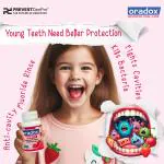 Oradox Kiddy F Effervescent Kids Anticavity Mouthwash Tablets (Strawberry Flavour) PARABEN FREE | SULFATE FREE | SILICONE FREE | SLS FREE - Pack of 100 Tablets