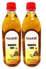 Kinsfolk 1L(500mlx2) Sesame Oil Cold Pressed (Virgin, Chekku/Ghani) - 500ML Pack of 2