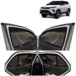 Kingsway Car Magnetic Sun Shades Curtains for Toyota Fortuner, Model Year : 2021 Onwards, Full Window Cover with Rear Windshield, Color : Black, Cotton Mesh, Complete Set of 7 Piece