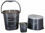 Nayasa Funk Square 3 Pcs Bathroom Set(Bucket 18L+Mug 1.5L+Stool)