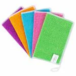 Mush Bamboo Reusable Magic Cleaning Towel - Multi Purpose Wash Cloth for Kitchen, Car, Windows, Glass, Utensils, Furniture (Assorted Set of 5- Blue, Green, Pink, Violet, Saffron)