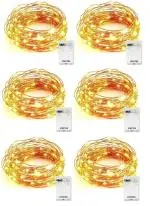 LTETTES Warm White Battery Powered Copper LED Fairy String Light 8.5 cm and 30 Lights (Pack of 6)