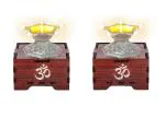 Solarbasket Battery Operated Light Silver Coated Niranjan Gifting Diva For Pooja,LED Wicks Jyoti Aarti Niranjan/Deepak